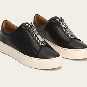 Frye Lena Low Top Platform Zipper Leather Sneakers Womens Size 7 Zip Up Slip On